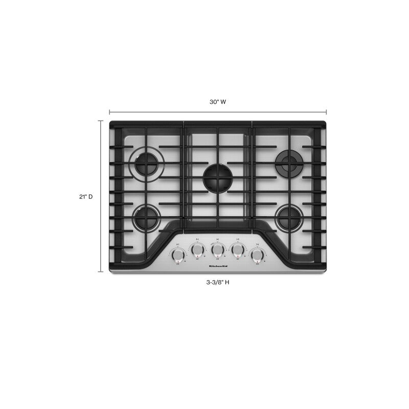 KitchenAid 30" 5-Burner Gas Cooktop - Stainless Steel (KCGS350ESS)