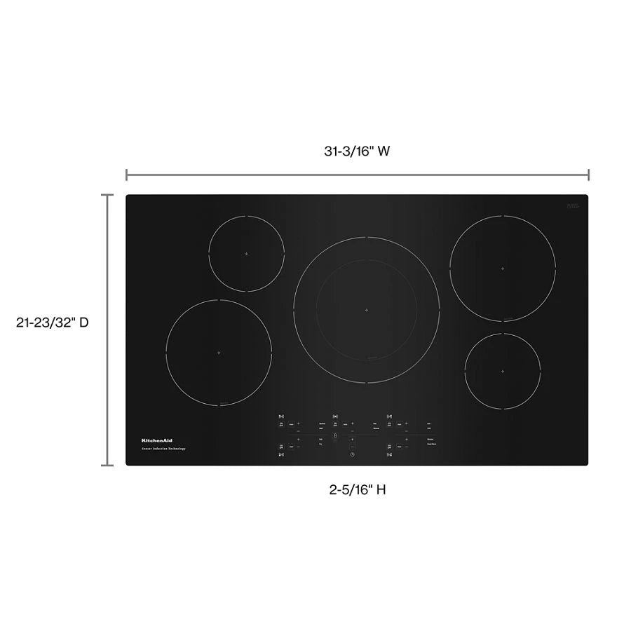 KITCHENAID  36-inch 5-element Sensor Induction Cooktop - Black (KCIG556JBL)