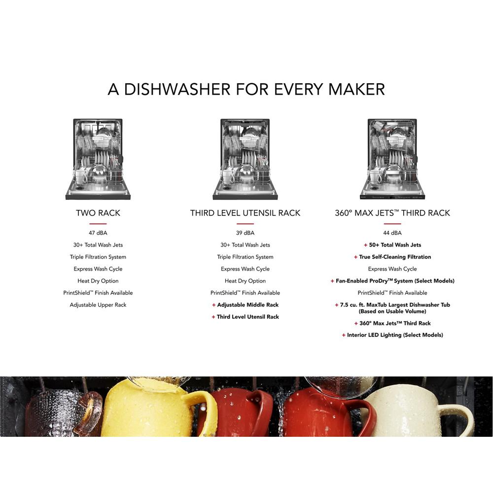 KITCHENAID  Third Level Utensil Rack Dishwasher with 30+ Total Wash Jets, 39 dBA - Stainless Steel with PrintShield™ Finish (KDTE204KPS)