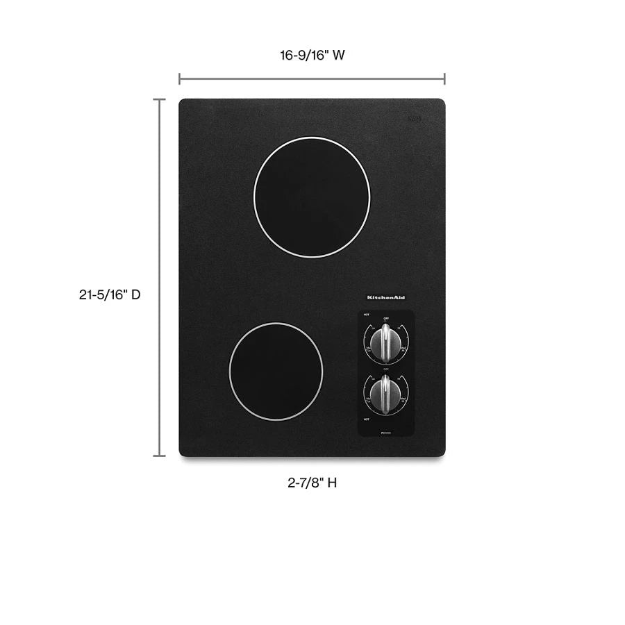 KITCHENAID  15" Electric Cooktop With 2 Radiant Elements - Black (KECC056RBL)
