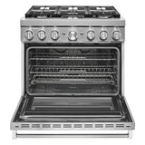 KitchenAid 36'' Smart Commercial-Style Dual Fuel Range with 6 Burners - Stainless Steel (KFDC506JSS)