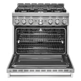 KitchenAid 36" Smart Commercial-Style Gas Range with 6 Burners - Stainless Steel (KFGC506JSS)