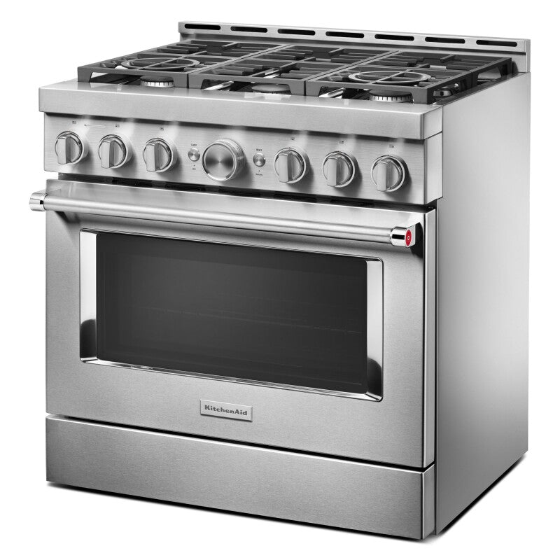 KitchenAid 36" Smart Commercial-Style Gas Range with 6 Burners - Stainless Steel (KFGC506JSS)