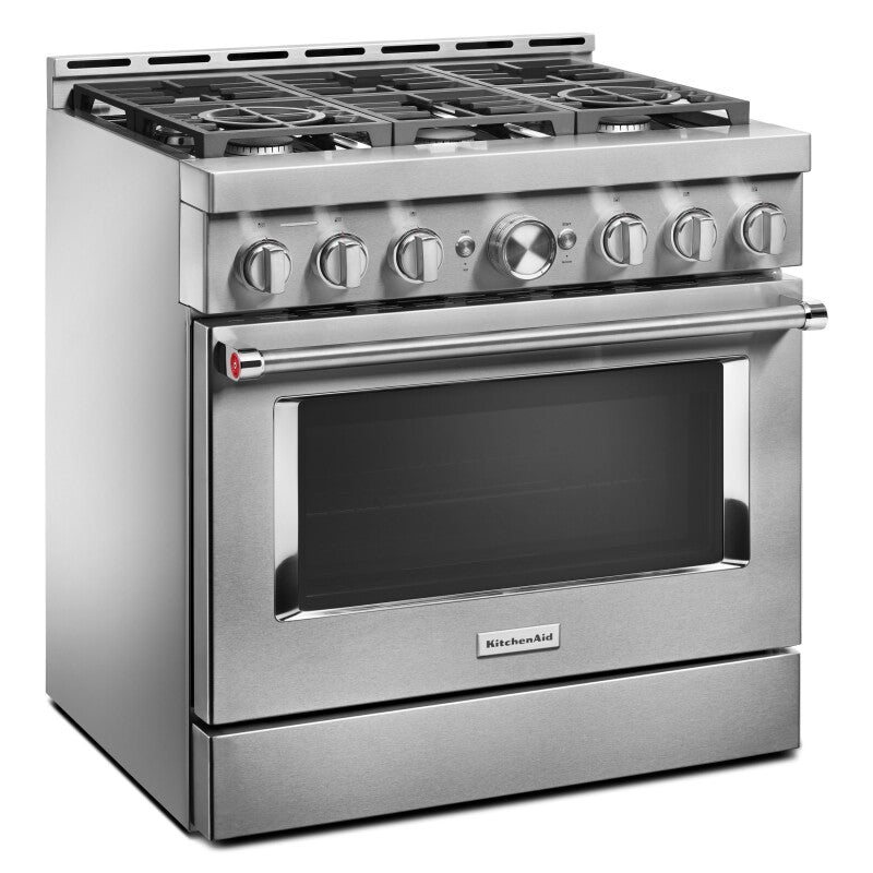 KitchenAid 36" Smart Commercial-Style Gas Range with 6 Burners - Stainless Steel (KFGC506JSS)
