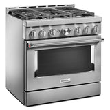 KitchenAid 36" Smart Commercial-Style Gas Range with 6 Burners - Stainless Steel (KFGC506JSS)