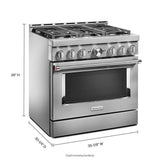 KITCHENAID  KITCHENAID PRO RANGE GAS 36" 6 BRNR - Stainless Steel (KFGC506JSS)