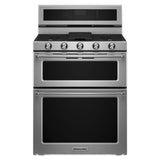 KitchenAid 30" 5 Burner Gas Double Oven Convection Range - Stainless Steel (KFGD500ESS)