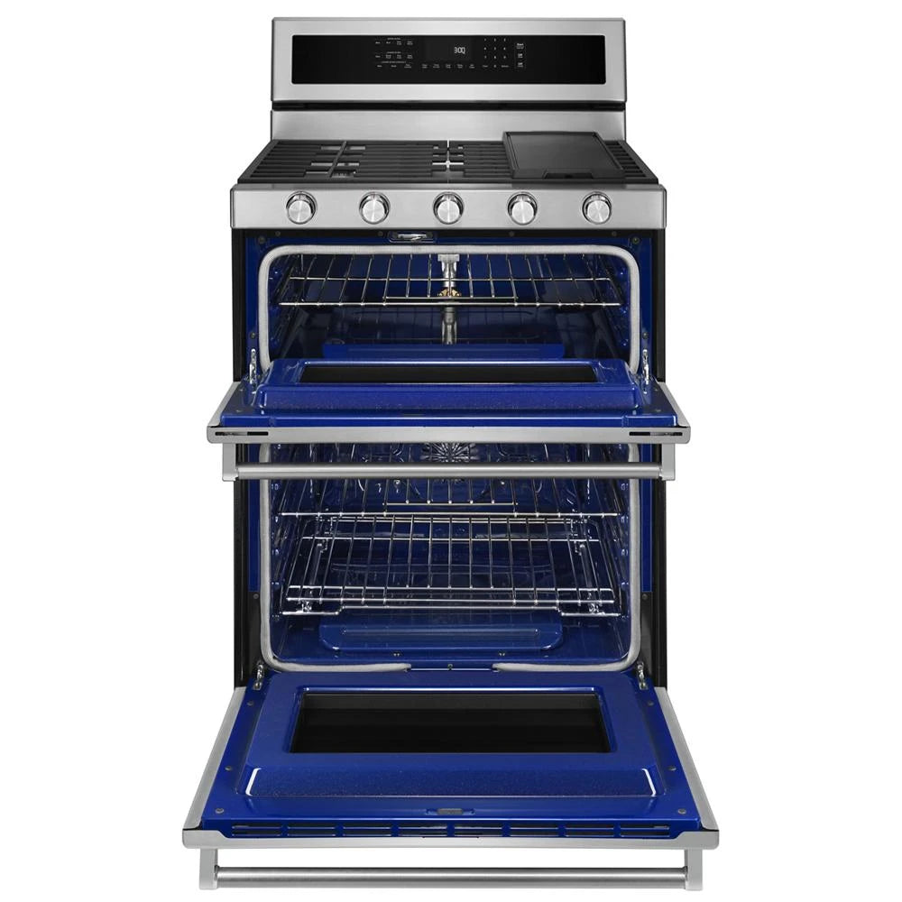 KitchenAid  30" 5 Burner Gas Double Oven Convection Range - Stainless Steel (KFGD500ESS)