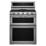 KitchenAid  30-inch 5 Burner Gas Double Oven Convection Range - Stainless Steel (KFGD500ESS)