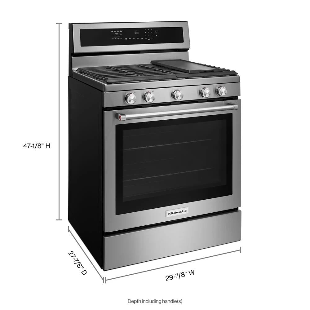 KITCHENAID  30-Inch 5-Burner Gas Convection Range - Stainless Steel (KFGG500ESS)