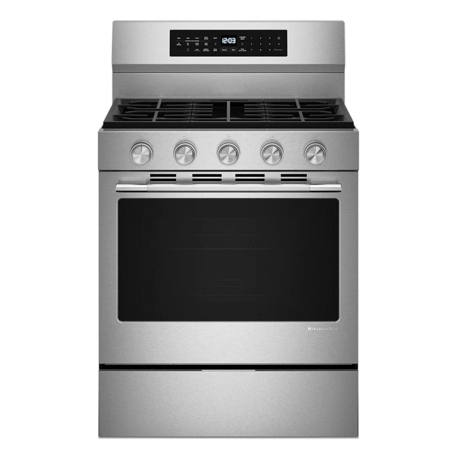 KITCHENAID  5.0 Cu. Ft. Smart Freestanding Gas Range With Convection Cooking Modes - PrintShield™ Stainless Finish (KFGS530SPS)
