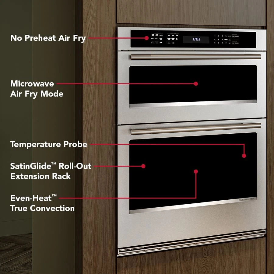 KITCHENAID  30-inch Electric Combo Wall Oven with No Preheat Air Fry Mode - PrintShield™ Finish - PrintShield Stainless (KOEC530SPS)