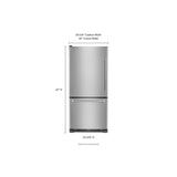 KitchenAid 19 cu. ft. 30-Inch Width Full Depth Non Dispense Bottom Mount Refrigerator - Stainless Steel (KRBL109ESS)