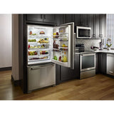 KitchenAid 22 cu. ft. 33-Inch Width Full Depth Non Dispense Bottom Mount Refrigerator - Stainless Steel (KRBR102ESS)