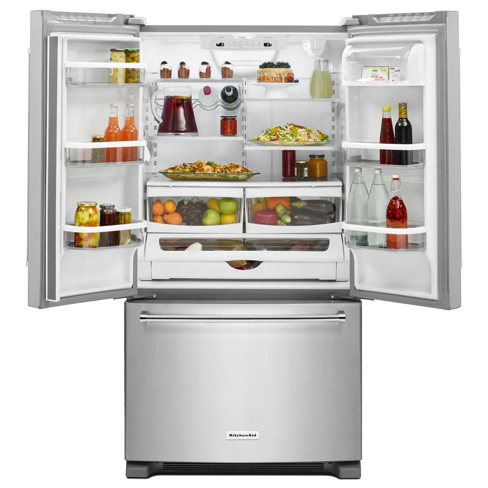 KitchenAid  20 cu. ft. 36-Inch Width Counter-Depth French Door Refrigerator with Interior Dispense - Stainless Steel (KRFC300ESS)