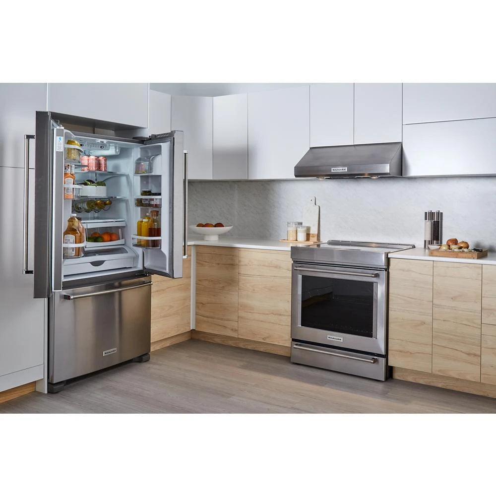 KitchenAid  20 cu. ft. 36-Inch Width Counter-Depth French Door Refrigerator with Interior Dispense - Stainless Steel (KRFC300ESS)