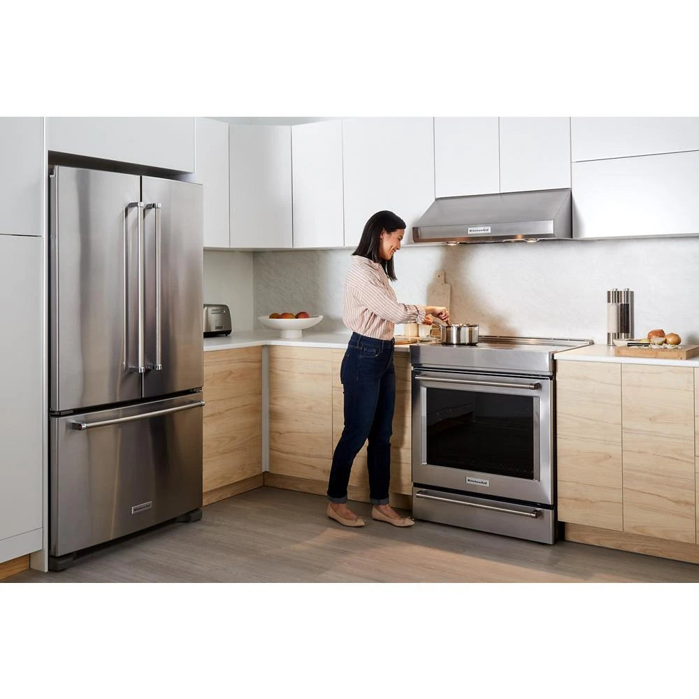 KitchenAid  20 cu. ft. 36-Inch Width Counter-Depth French Door Refrigerator with Interior Dispense - Stainless Steel (KRFC300ESS)
