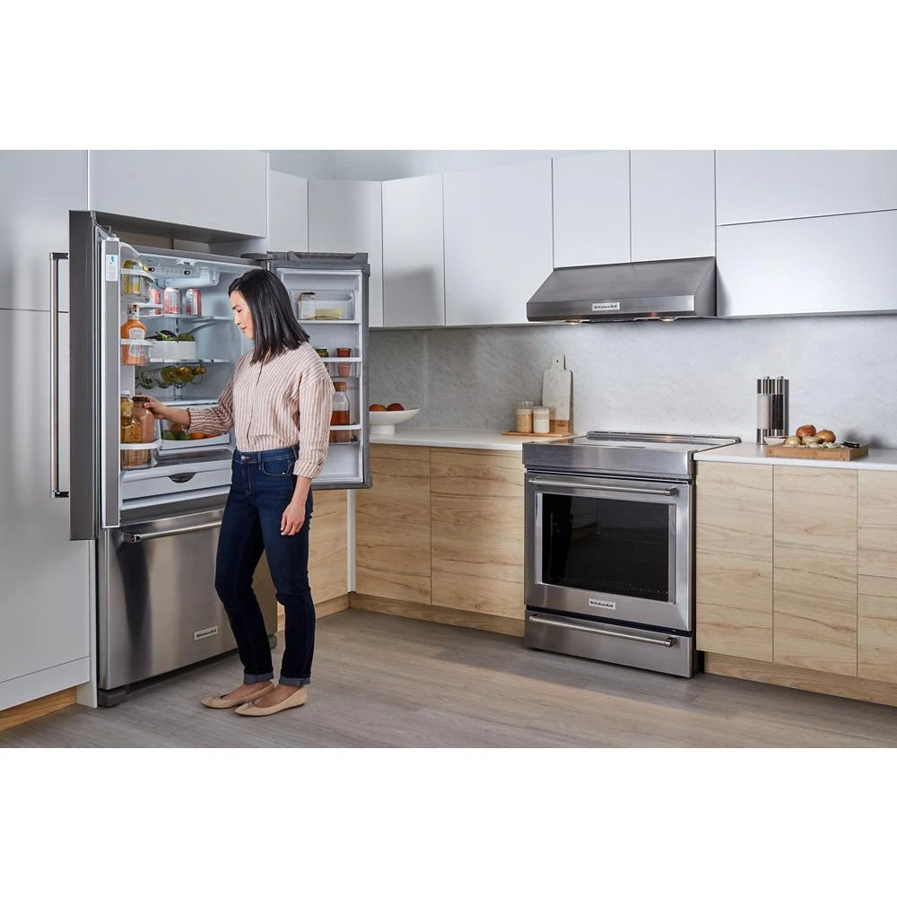 KitchenAid  20 cu. ft. 36-Inch Width Counter-Depth French Door Refrigerator with Interior Dispense - Stainless Steel (KRFC300ESS)
