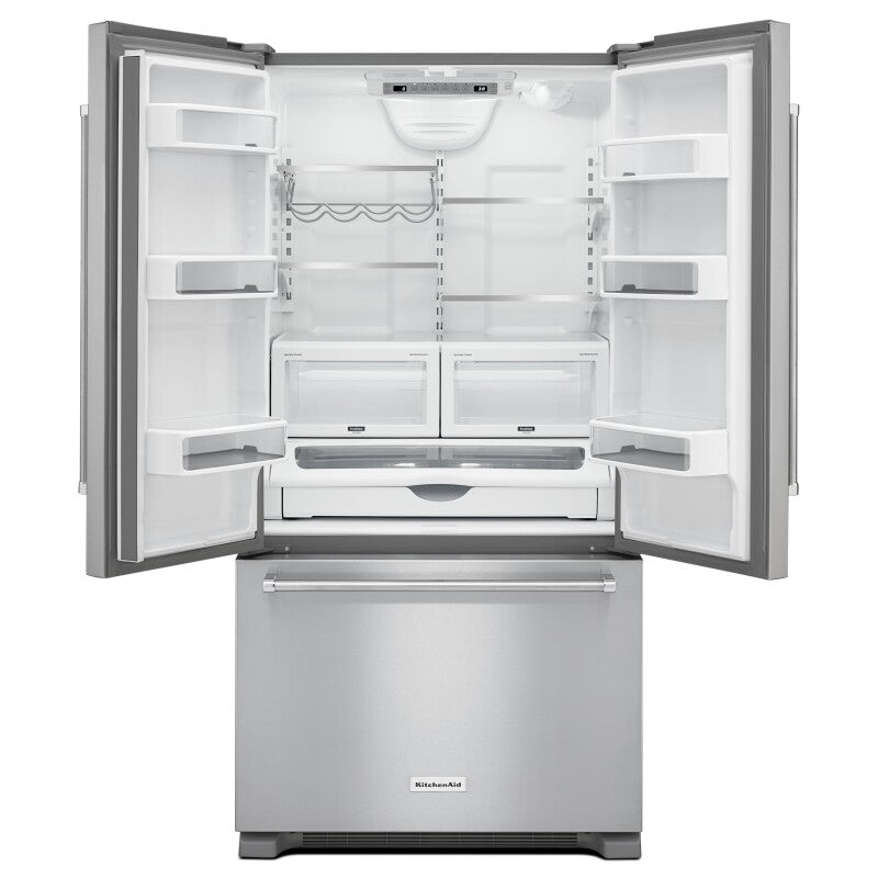 KitchenAid 22 cu. ft. 36-Inch Width Counter Depth French Door Refrigerator with Interior Dispense - Stainless Steel (KRFC302ESS)