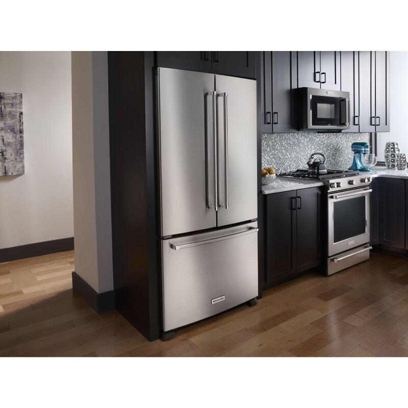 KitchenAid 22 cu. ft. 36-Inch Width Counter Depth French Door Refrigerator with Interior Dispense - Stainless Steel (KRFC302ESS)