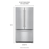 KitchenAid  22 cu. ft. 36-Inch Width Counter Depth French Door Refrigerator with Interior Dispense - Stainless Steel (KRFC302ESS)