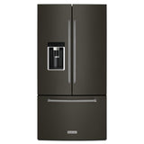 KitchenAid 23.8 cu. ft. Counter-Depth French Door Platinum Interior Refrigerator in Black Stainless Steel - Black Stainless Steel with PrintShield™ Finish (KRFC704FBS)