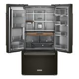 KitchenAid 23.8 cu. ft. Counter-Depth French Door Platinum Interior Refrigerator in Black Stainless Steel - Black Stainless Steel with PrintShield™ Finish (KRFC704FBS)