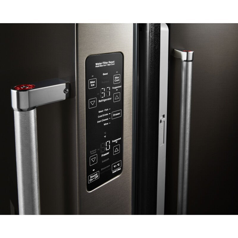 KitchenAid 23.8 cu. ft. Counter-Depth French Door Platinum Interior Refrigerator in Black Stainless Steel - Black Stainless Steel with PrintShield™ Finish (KRFC704FBS)