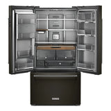 KITCHENAID  23.8 Cu. Ft. 36" Counter-depth French Door Platinum Interior Refrigerator With Printshield™ Finish - Black Stainless Steel with PrintShield™ Finish (KRFC704FBS)