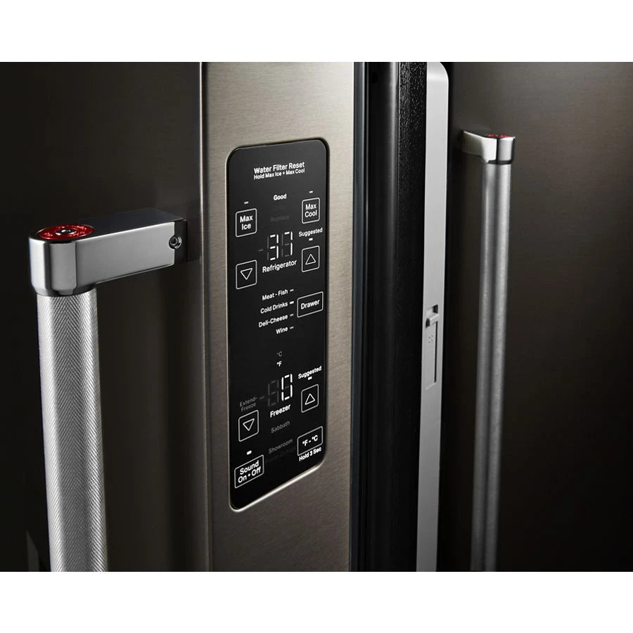 KITCHENAID  23.8 Cu. Ft. 36" Counter-depth French Door Platinum Interior Refrigerator With Printshield™ Finish - Black Stainless Steel with PrintShield™ Finish (KRFC704FBS)