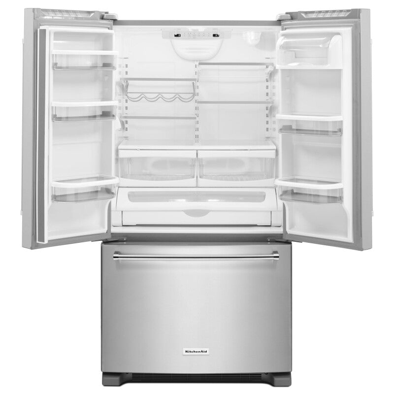 KitchenAid 25 Cu. Ft. 36-Width Standard Depth French Door Refrigerator with Interior Dispense - Stainless Steel (KRFF305ESS)