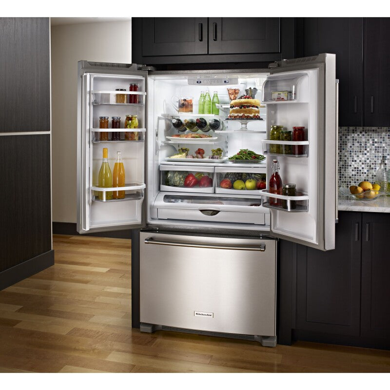 KitchenAid 25 Cu. Ft. 36-Width Standard Depth French Door Refrigerator with Interior Dispense - Stainless Steel (KRFF305ESS)