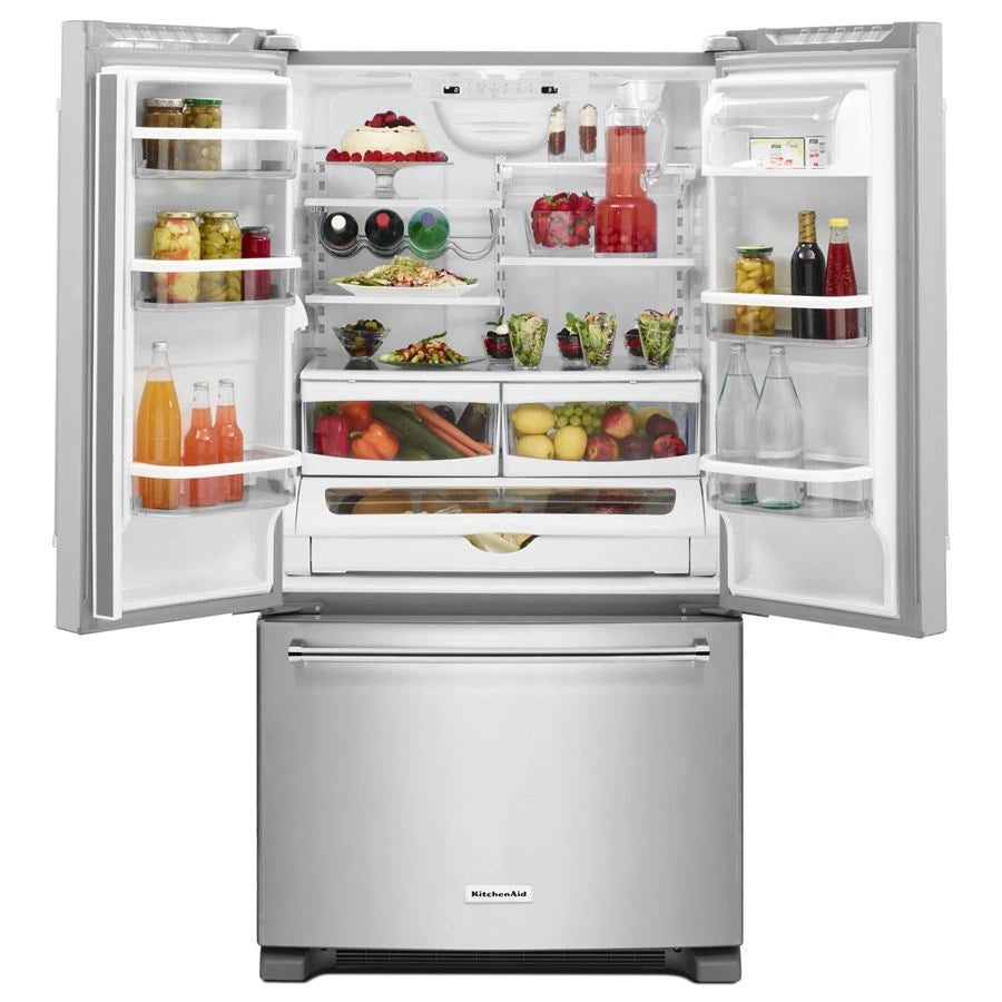 KITCHENAID  25 Cu. Ft. 36-width Standard Depth French Door Refrigerator With Interior Dispense - Stainless Steel (KRFF305ESS)