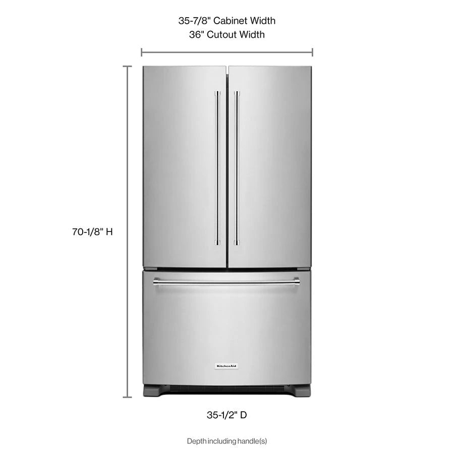 KITCHENAID  25 Cu. Ft. 36-width Standard Depth French Door Refrigerator With Interior Dispense - Stainless Steel (KRFF305ESS)