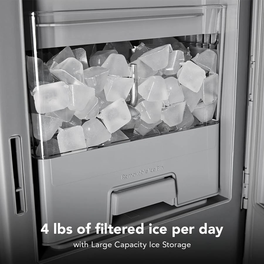 KITCHENAID  30 Cu. Ft. 36-Inch French Door Refrigerator with Exterior Water and Ice Dispenser and Wood-Look Sliding Tray in PrintShield® Finish - PrintShield Stainless (KRFF436SPS)