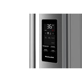 KITCHENAID  30 Cu. Ft. 36-Inch French Door Refrigerator with Exterior Water and Ice Dispenser and Wood-Look Sliding Tray in PrintShield® Finish - PrintShield Stainless (KRFF436SPS)