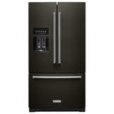 KitchenAid 26.8 Cu. Ft. Standard-Depth French Door Refrigerator with Exterior Ice and Water Dispenser - Black Stainless (KRFF577KBS)