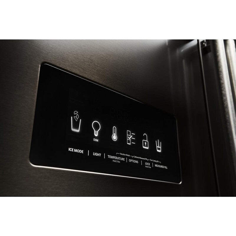 KitchenAid 26.8 Cu. Ft. Standard-Depth French Door Refrigerator with Exterior Ice and Water Dispenser - Black Stainless (KRFF577KBS)