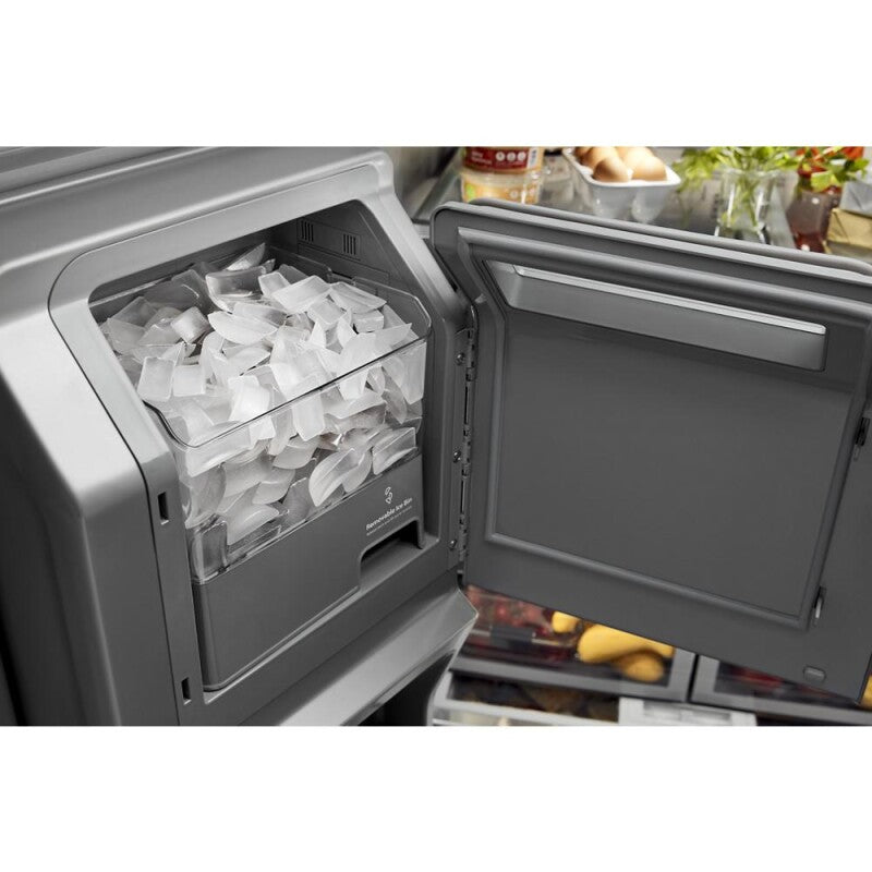KitchenAid 26.8 Cu. Ft. Standard-Depth French Door Refrigerator with Exterior Ice and Water Dispenser - Black Stainless (KRFF577KBS)