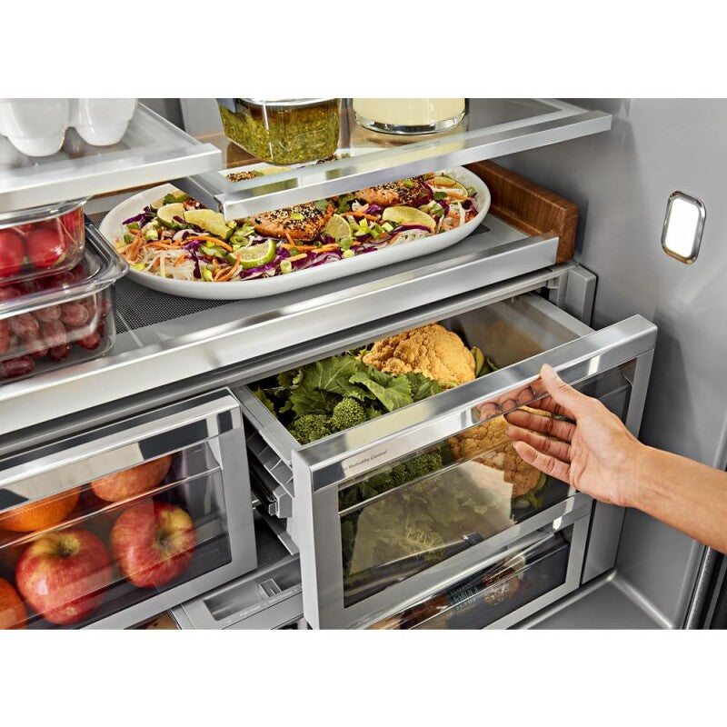 KitchenAid 26.8 Cu. Ft. Standard-Depth French Door Refrigerator with Exterior Ice and Water Dispenser - Black Stainless (KRFF577KBS)