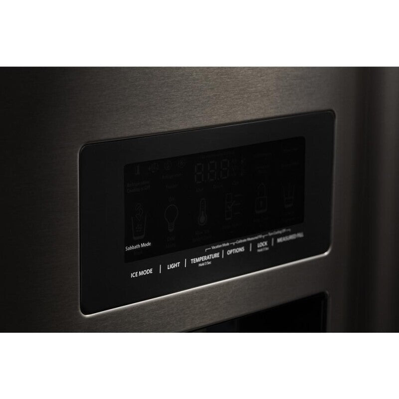 KitchenAid 26.8 Cu. Ft. Standard-Depth French Door Refrigerator with Exterior Ice and Water Dispenser - Black Stainless (KRFF577KBS)
