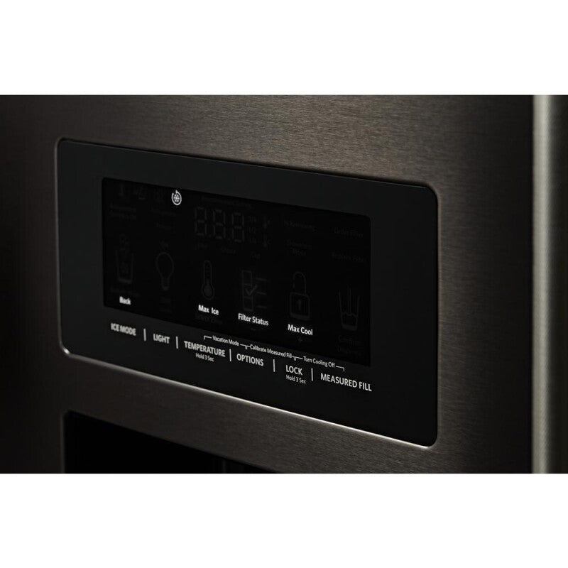 KitchenAid 26.8 Cu. Ft. Standard-Depth French Door Refrigerator with Exterior Ice and Water Dispenser - Black Stainless (KRFF577KBS)