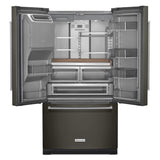 KitchenAid 26.8 Cu. Ft. Standard-Depth French Door Refrigerator with Exterior Ice and Water Dispenser - Black Stainless (KRFF577KBS)