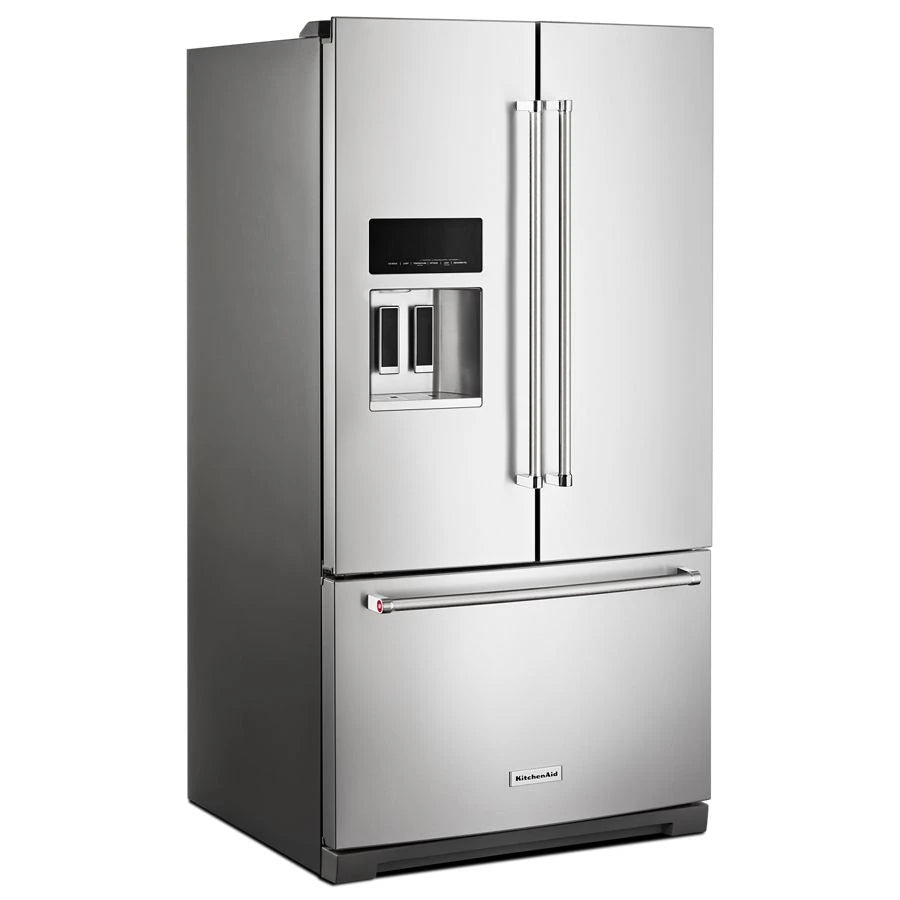 KITCHENAID  26.8 Cu. Ft. Standard-Depth French Door Refrigerator with Exterior Ice and Water Dispenser - Stainless Steel with PrintShield™ Finish (KRFF577KPS)