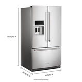 KITCHENAID  26.8 Cu. Ft. Standard-Depth French Door Refrigerator with Exterior Ice and Water Dispenser - Stainless Steel with PrintShield™ Finish (KRFF577KPS)