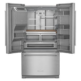 KITCHENAID  26.8 Cu. Ft. Standard-Depth French Door Refrigerator with Exterior Ice and Water Dispenser - Stainless Steel with PrintShield™ Finish (KRFF577KPS)