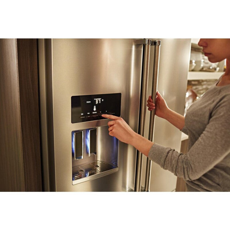 KitchenAid 26.8 Cu. Ft. Standard-Depth French Door Refrigerator with Exterior Ice and Water Dispenser - Stainless Steel with PrintShield™ Finish (KRFF577KPS)