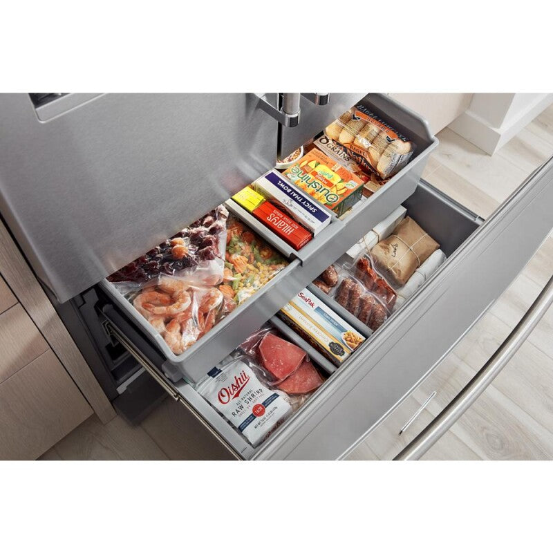 KitchenAid 26.8 Cu. Ft. Standard-Depth French Door Refrigerator with Exterior Ice and Water Dispenser - Stainless Steel with PrintShield™ Finish (KRFF577KPS)