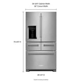 KitchenAid  25.8 Cu. Ft. 36" Multi-door Freestanding Refrigerator With Platinum Interior Design - Stainless Steel (KRMF706ESS)