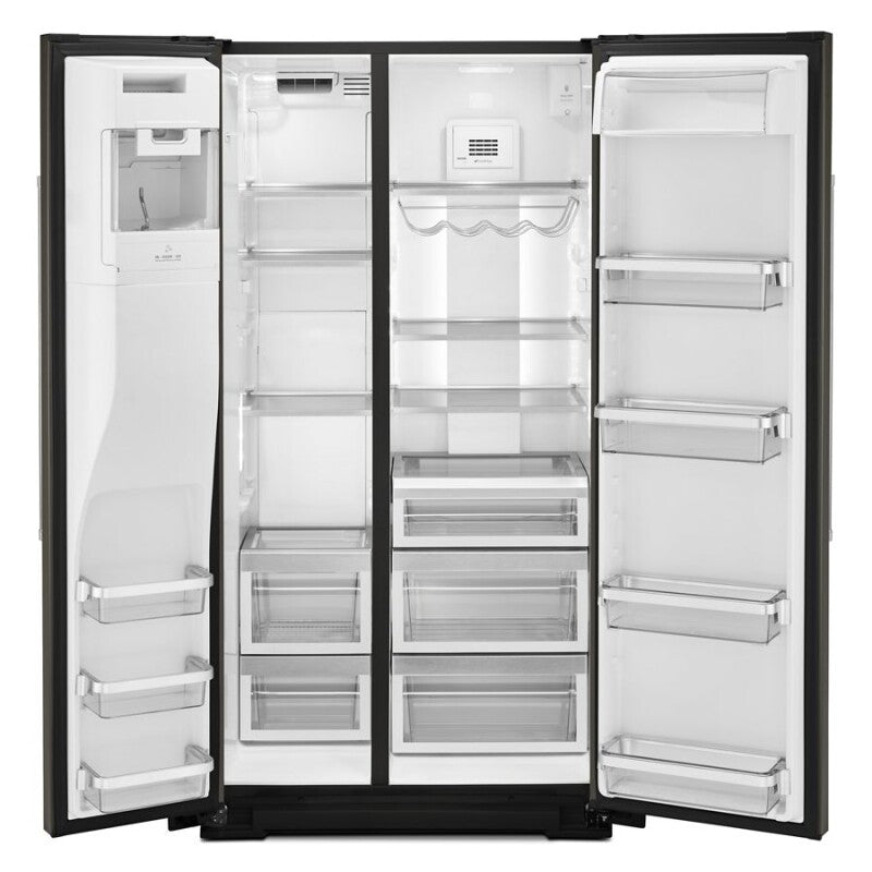 KITCHENAID 19.9 cu ft. Counter-Depth Side-by-Side Refrigerator with Exterior Ice and Water and PrintShield finish - Black Stainless Steel with PrintShield™ Finish (KRSC700HBS)